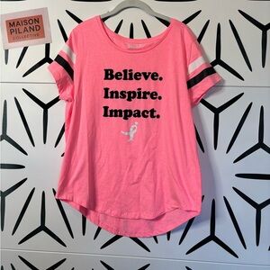 Susan G. Komen Pink “Believe Inspire Impact” T-Shirt Size XL 14/16